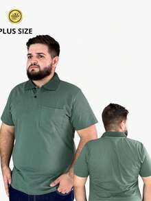 Stylish Men's Plus Size Polo Shirt For Summer - xanh quân đội - Xem 1