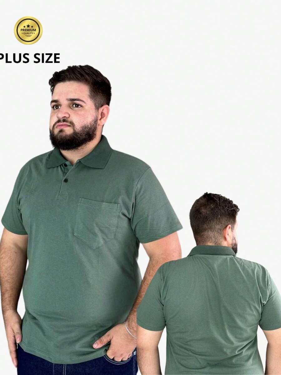 Stylish Men's Plus Size Polo Shirt For Summer - xanh quân đội - Xem 1