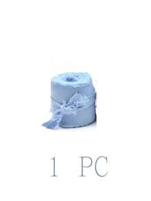 1roll/2rolls - 6 Yards Handmade Tassel Chiffon Ribbon, 3.81 Cm X 7 Yards Ribbon Set For Wedding Invitations, Bridal Bouquets, Gift Wrapping, DIY Crafts, Valentine's Day Garden - Blue - View 9