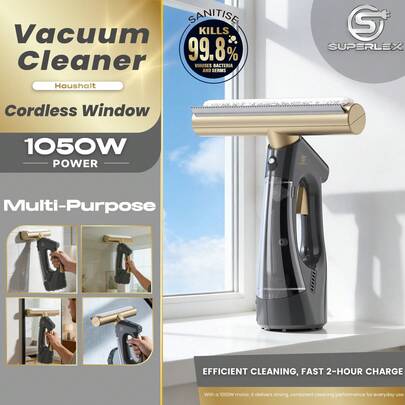 SUPERLEX Window Vacuum Cleaner, Brush Head, And Scraper, Window Cleaner, Multifunctional Handheld Shower Window Glass Vacuum Cleaner For Spraying, Washing, And Scrubbing, Scraper, Window Scraper, Portable Vacuum Cleaner, Easy To Carry, Tiles, Car Windshield, Mirror, Bathroom, Cleaning Supplies, Cleaning Tools, Kitchen, Bathroom, Home, Household Items