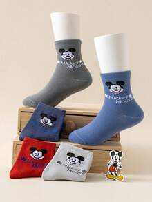 1/5/10 Pairs Disney Mickey Mouse Kids Mid-Calf Socks, Fashionable Winter Comfortable Breathable Student Socks For Daily Wear - Multicolor - View 4