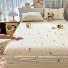 1 件加厚磨毛床单，纯色防滑单人床罩，印花床垫保护罩（不含枕套） - 氣球小熊 - 查看 2