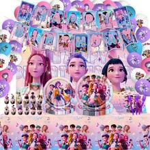 K-POP Hunter Witch Theme Birthday Party Supplies Set, Paper Plates Napkins Tablecloth Decorations, Perfect For Halloween Parties - Multicolor - View 1