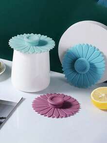 1pc Silicone Sunflower Shaped Dust Cover, Cup Accessories - Multicolor - View 1