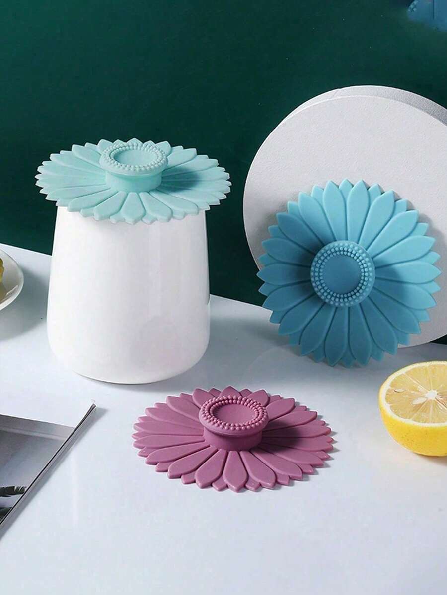 1pc Silicone Sunflower Shaped Dust Cover, Cup Accessories - Multicolor - View 1