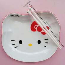 Sanrio (Officially Licensed) 2pcs Hello Kitty Chopsticks Set, Yuguigou Brand New Single Pack Household Chopsticks, Melody Cartoon Anti-Slip Couple Chopsticks, Highly Attractive, Suitable For Home, Travel And Dining (Slight Difference Between Physical Product And Image), School Supplies - Multicolor - View 7