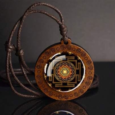 1PC Sacred Geometry Pendant Necklace With Mystical Symbol Design For Men Spiritual Gift Jewelry Fashion Accessory Unique Amulet Charm For Festival Celebration