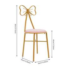 Light Pink & Dark Pink Butterfly Chair, Butterfly-Shaped Vanity Chair With Soft Cushion For Makeup Desk, Elegant Dining Chair, Accent Chair For Bedroom & Living Room, Gold Iron Frame, 220LBS Capacity - Leather Pink - 查看 6