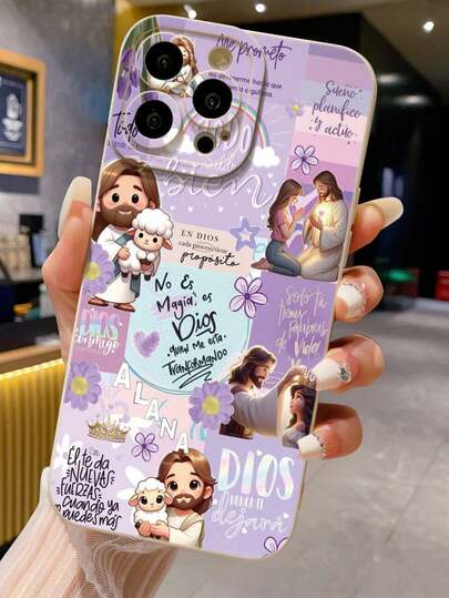 Funda de teléfono a prueba de golpes con diseño minimalista y colorido de Jesús pintado, compatible con iPhone y Redmi