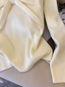 Blusa de mujer Camiseta sexy de corte ajustado con cuello cuadrado y lazo para mujer, modelo Pure Desire, para principios de otoño, con manga larga y corte corto. - Albaricoque - Ver 5