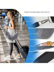 1pc Super Soft Adjustable Neck Pillow, Large Capacity Design, Long Zipper, Convenient For Travel, Suitable For Car, Airplane And Various Occasions, Comes With Storage Bag And Shoulder Strap. Holiday Essential, Travel Essential, Travel Bag, Travel Accessories, Backpack, School Supplies.