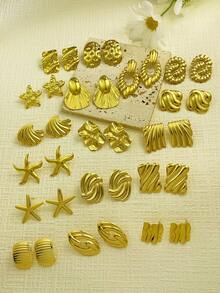 1/2/4/6 Pairs - Fashion Earrings Lucky Gift, Suitable For Girls/Women. 50 Random Styles. Fashionable & Elegant Minimalist Earrings For Women - Teardrop, Flower, Butterfly, Wing, Star Shaped Stud Earring Set, Suitable For Women's Daily Wear - Multicolor - View 5
