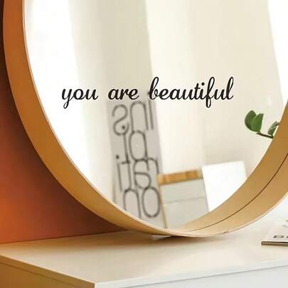 1pc "You Are Beautiful" Children's Room Wall Mirror Sticker Art Decor Sticker, DIY PVC Home Decor Accessory