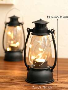 1pc Vintage Handheld Flickering Wick Lantern With Battery, Suitable For Home Decor, Tabletop Decor, LED Fairy Lights, Room Desk Decor Lantern, Wedding Party Holiday Camping Decor LED Fairy Lights, Copper Wire Wick Decor Lantern, Room Decor Retro Lantern Nightlight - Yellow Light - View 20