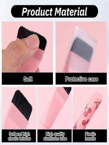 1支樱桃印花无痕遮瑕刷，细粉色手柄，适合初学者，面部化妆刷 - 彩色 - 查看 7