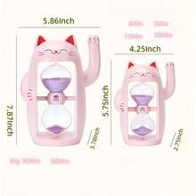Maneki Neko FSandss Timer Cute Animal FSandssglass For Relaxing Lucky Cat Hour Glass Reloj De  3Min Watch For Games Classroom Office CooFKing Unique Decor Gift For Christmas Holiday Birthday Party(P3) - 粉紅貓 - 查看 3