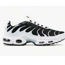 Promoçao Tenis Air TN Plus Max Premium Vapor Bolha Amortecedor Molas Festa Academia e fitness Treino Corrida.  Desportivo    Amarrar  Tecido vazado    Academia e fitness - BRANCO E PRETO - Visão 2