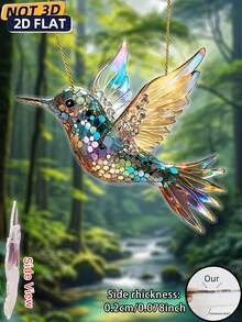 2D Acryl bedruckter flacher Kolibri Sonnenfänger - Deluxe Version, buntes Acrylglas, ganzjährige dekorative Türhänger, einzigartiges Heimgeschenk, ideal für Vogelliebhaber, geeignet für 11 Feiertage - Bunt - Übersicht 6
