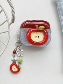 Crystal Apple & Pear Style Protective Case For AirPods Pro 2, 3, Pro Wireless Bluetooth Earphone Cover - Red - View 4