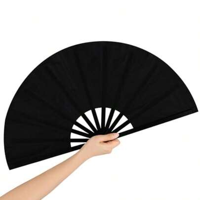 13 Inch Large Rave Fan Popping Fan Portable Clacking Fans For Line Dancing Boots On The Ground Fan Foldable Hand Fans For Women Outdoor Wedding Party Decoration Black 1 Pack