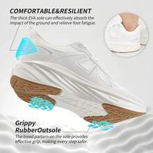 Women's White Platform Sports Shoes - Ultra-Lightweight & Breathable Mesh Lace-Up Sneakers With Thick Wedge Sole For Women, Non-Slip Athletic Shoes For Running, Cycling, Walking, Tennis, Gym Training, Yoga & Outdoor Workouts | All-Season Comfortable Sneakers For Daily Casual Wear.White Shoes,Women's Shoes,Valentine's Day,Beach Shoes,White Sneakers For Women,Tennis Shoos,Platform Sneakers. - trắng - Xem 5