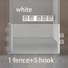 1pc Retractable Indoor Puppy Gate - Pet Barrier For Doorways, Stairs And Balconies - Portable Animal Fence, Cat Proof, Easy Installation, Suitable For Various Spaces And Pet Protection, Comes With 5 Positioning Hooks For Stairs, Bedroom, Balcony, Kitchen And More To Ensure Pet Safety. - Multicolor - View 9