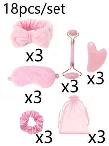 Bộ quà tặng tiệc ngủ SPA 18 món - Bao gồm 1 mặt nạ ngủ, 1 băng đô, 1 máy mát-xa mặt, 1 gậy mát-xa, 1 dây buộc tóc và 1 túi lưới. Lý tưởng cho tiệc độc thân, tiệc mừng em bé, sinh nhật, ngày Valentine, đám cưới, tiệc trà chiều, kỷ niệm và các dịp lễ khác. - Nhiều màu - Xem 10