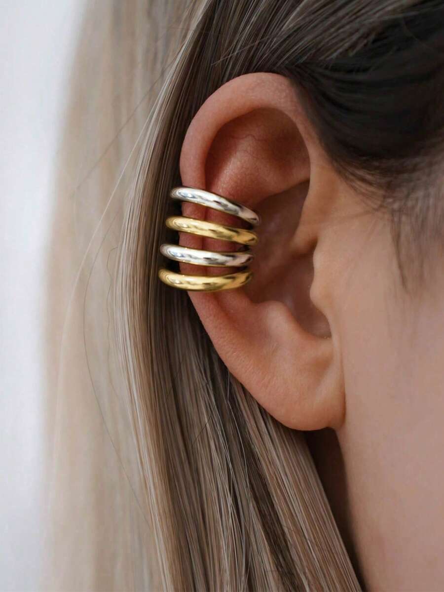 1个时尚简约不锈钢耳夹，适合休闲、聚会、派对等场合搭配（单个耳夹）