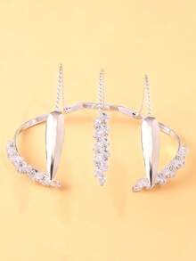1 chiếc vòng tay thời trang mạ vàng đính đá Zirconia hình răng bất đối xứng, có thể điều chỉnh kích thước, dành cho nữ, thích hợp cho các bữa tiệc và làm quà tặng. - Bạc - Xem 6