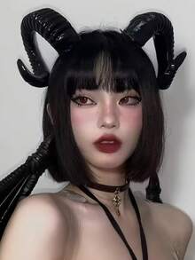 公羊角头箍，羊角和牛角发箍，动物角色扮演表演道具 - 黑色 - 查看 6