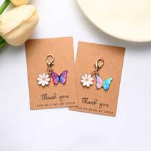 Thank You Gratitude Card Colorful Enamel Daisy Keychain Pendant Small Postcard, Employee Appreciation, Encouragement Blessing Close Friends - E - Xem 4