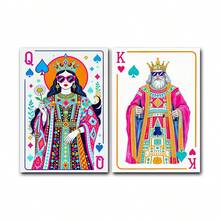红桃国王和王后扑克牌海报套装（2张），Y2K复古极繁主义墙饰，时髦学院风宿舍装饰，波普艺术，家居装饰客厅，墙面装饰，无框 - 彩色 - 查看 9