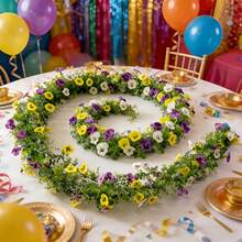 JHSHUDSE 三色三色仿真三色堇花藤 | 装饰氛围营造器。紫色+黄色+白色对比色，宛如从花园里采摘的一束鲜花~ 精致的花瓣质感栩栩如生，搭配嫩绿的叶片，清新怡人，令人心情舒畅。人造材质防晒、防枯萎、无需维护。派对必备/家居装饰专家/用途广泛。（需多件才能达到图片所示效果） - 1件 - 查看 1