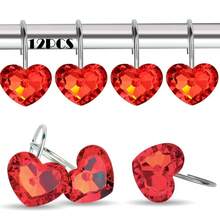 12pcs Heart-Shaped Shower Curtain Hooks, Stainless Steel S-Type Curtain Rings, Curtain Hooks, Curtain Accessories, Valentine's Day Gift - Multicolor - View 8