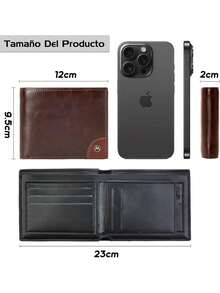 carteras antirrobo Carteras para hombre1 espacio para monedas con cremallera, 8 tarjeteros 2 espacios para billetes, Slim RFID Piel Identificación Ventana Con Caja de Regalo (Marrón),40362408 - Multicolor - Ver 5