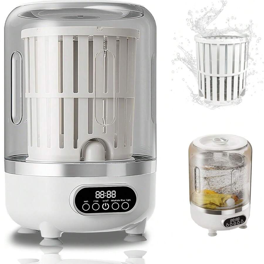 USB Rechargeable Portable Mini Washer & Dryer, Blue Light Design, With Rotating Drying Function, 3 Modes, Suitable For Washing Underwear, Socks, Home, Travel, Camping, Dorm Use