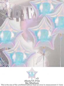 5pcs Colorful Transparent Foil Balloons, 18 Inch Star, Heart, Round, Shell Shaped Balloons Suitable For Birthday Party, Anniversary, Valentine's Day, Baby Shower, Event Decoration