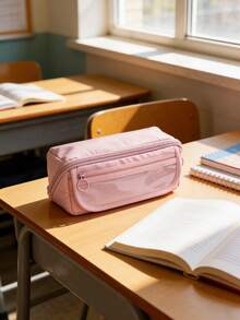 Estuche de lápices de gran capacidad, hermoso y práctico, bolsa de almacenamiento de artículos de oficina, diseño simple y duradero, multifuncional, , primer día de escuela - Multicolor - Ver 5
