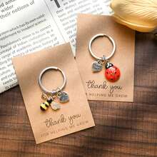 Thank You Gratitude Card Heart Keychain Holiday Card Small Postcard, Employee Appreciation, Encouragement Blessing Close Friends - Ladybug Keychain - View 1