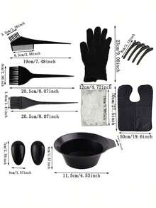 Kit de 9 piezas para coloración de cabello, juego de herramientas de salón para teñir el cabello que incluye guantes, tazón para tinte, pinzas para el cabello, protector de orejas, paño para tinte, para peluquería y teñido de cabello en casa - Negro - Ver 7