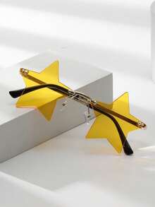 1 副女士无框五角星图案时尚眼镜 - 黃色 - 查看 8