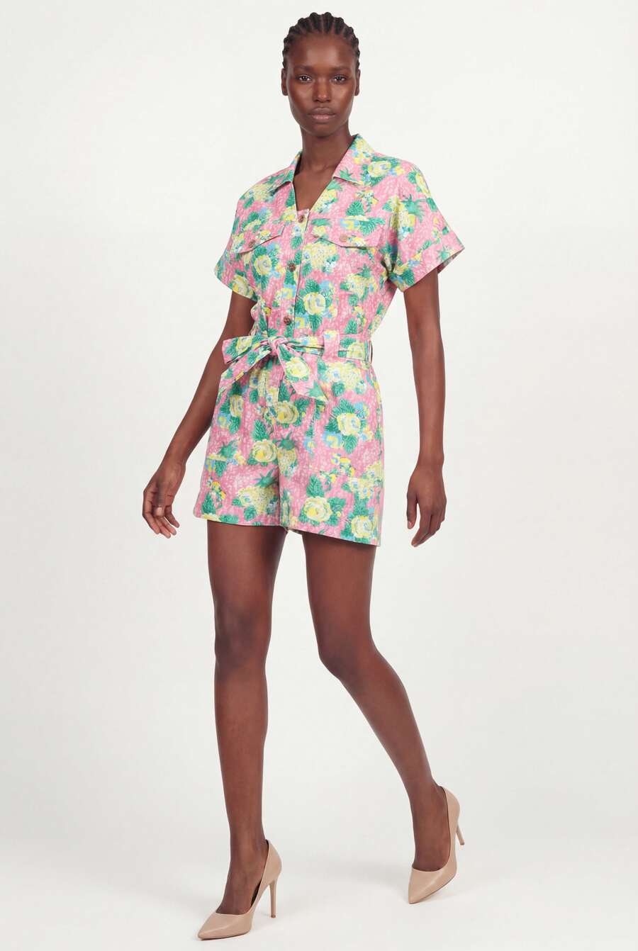 Printed Playsuit - Green - View 1