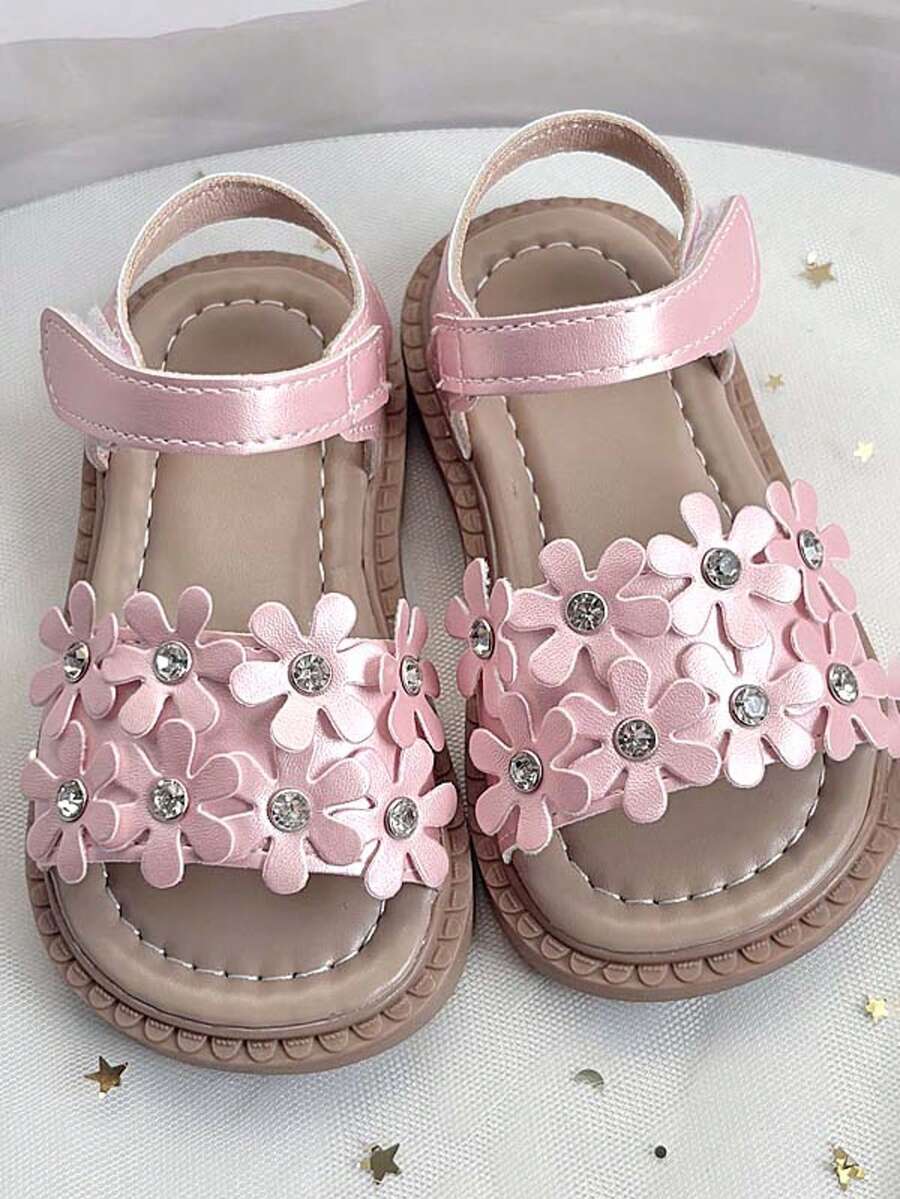 1 Pair New Fashion Children Sandals, Stylish Sandals, Girls' Choice, Shiny Diamond Sandals, Bohemian Style, Perfect Design Sandals, Fashionable And Comfortable Versatile Sandals - Pink - View 1