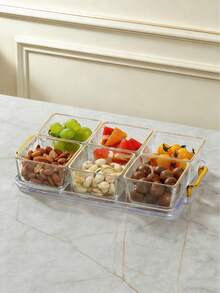 1 bộ khay kim loại cong để đựng đồ ăn nhẹ, trái cây sấy khô, trái cây - Trong sáng - Xem 7