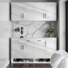 Giấy dán tường họa tiết đá cẩm thạch trắng, thích hợp cho việc cải tạo và bảo vệ gạch ốp lát nhà bếp, phòng tắm, chống thấm nước và chống bám bẩn, bảo vệ bề mặt đồ nội thất. - trắng - Xem 5