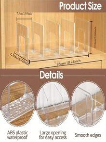 1个亚克力衣柜收纳袋，透明材质，可收纳钱包、手提包等，带可拆卸隔板，4格设计，适用于卧室、办公室、旅行，可放置洗漱包和其他物品。 - 彩色 - 查看 12