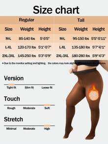 1 pieza Leggings térmicos forrados y semitraslúcidos para mujer de talla grande, mallas cálidas, leggings elásticos y amigables con la piel, cómodos y acogedores - Óxido marrón - Ver 3