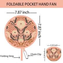 4 Pack Foldable Hand Fans Round Handheld Cooling Fans For Weddings Concerts Travel Events Indoor And Outdoor Use - Màu hồng đào - Xem 2