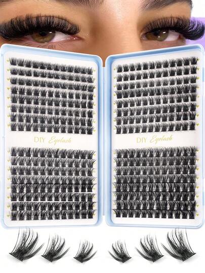 384 st individuella fransar ögonfransbok kluster förlängningar lösögonfransar gör-det-själv hemma kluster ögonfransförlängningar smink, franskluster, gör-det-själv fransförlängningskit, stripiga lösögonfransar, stripiga konstminkfranskluster - återanvändbara fransar med naturligt utseende för vardag och dejt, dramatiska volym minkfransar 18 mm - djurfria lösögonfransar för fest och scen, ögonfransförlängningsset, återanvändbara lösögonfransar