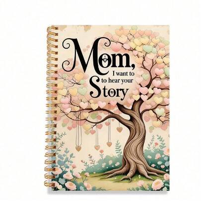 1 Mamá, quiero un cuaderno de espiral - Diseño de corazón floral, Diario guía de la madre, Regalo conmemorativo A5 de colores, Papel de alta calidad para el amor familiar y la organización personal, Regalo del Día de la Madre, Hermosa portada, Diseño de portada artística